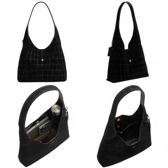 Coach Brooklyn Shoulder Bag 28 NWT Suede/Brass/Black - Picture 2 of 4